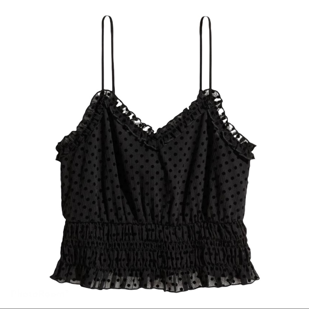 *SOLD* Black polka dot print cropped tank